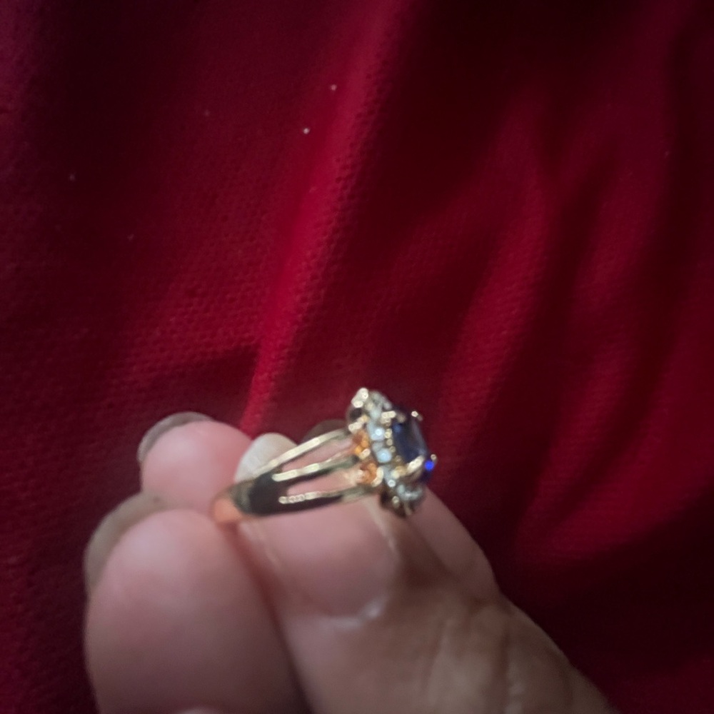 Blue Gemstone Gold Plated Metal Alloy Ring NWT Size: 7, 9, 10 - Picture 7 of 7